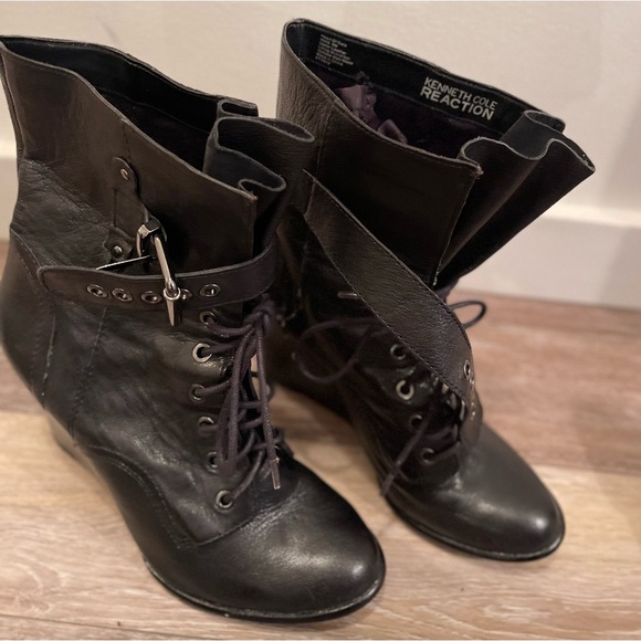 Black leather, ankle boots, - Picture 2 of 4